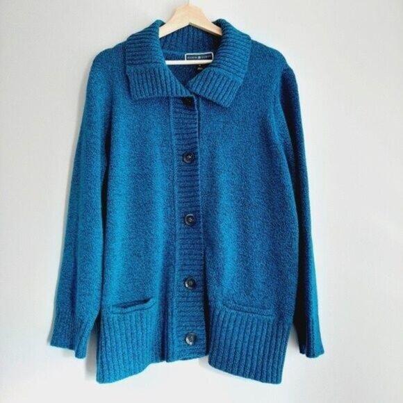 KAREN SCOTT Button Down Sweater Cardigan Melange Blue Sz 1X - Picture 2 of 9